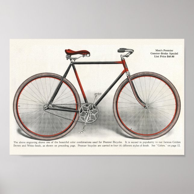 Poster d'art et de vélo Premier Homme Vintage 1913 (Devant)