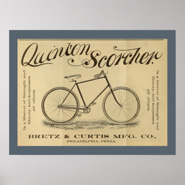 Poster d'art et de vélo Quinton Scorcher 1893 (Devant)