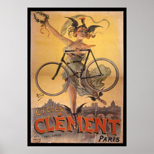 Poster d'art et de vélo vintage Clement Paris (Devant)
