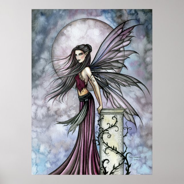 Poster d'art Fairy with Pleine lune Imaginaire (Devant)