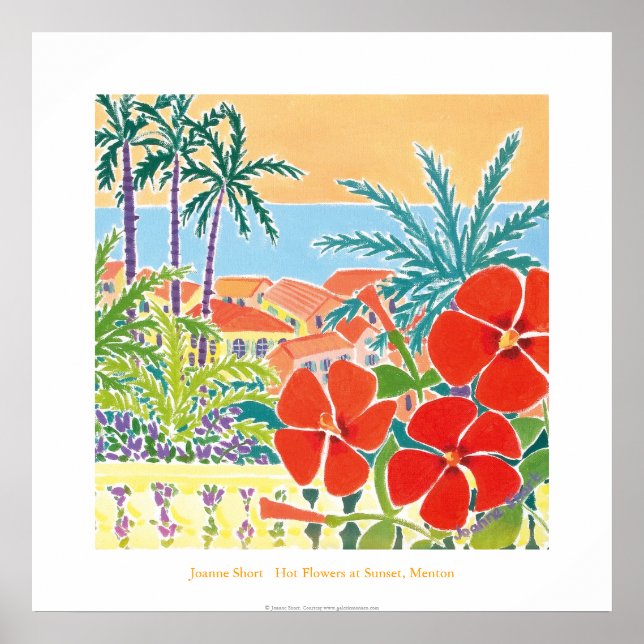 Poster d'art : Fleurs chaudes au coucher du soleil (Devant)