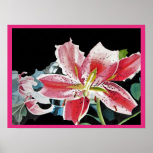 Poster d'art floral Lily rouge