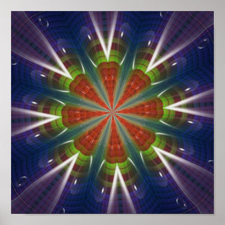 Poster d'art fractal violet rouge et vert