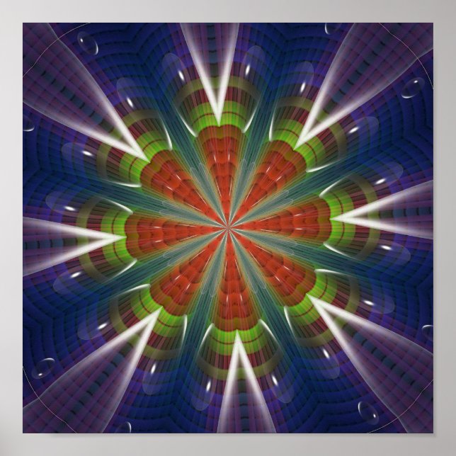 Poster d'art fractal violet rouge et vert (Devant)