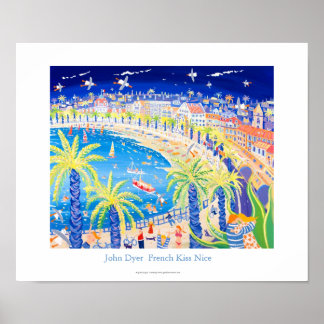 Poster d'Art : French Kiss, Nice. Par John Dyer