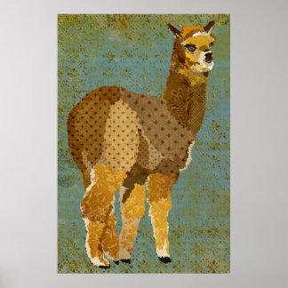 Poster d'Art Gold Grunge Alpaca