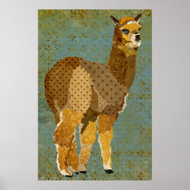 Poster d'Art Gold Grunge Alpaca (Devant)