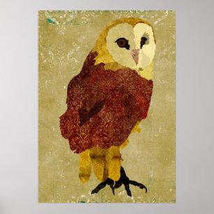 Poster d'art Golden Ruby Owl