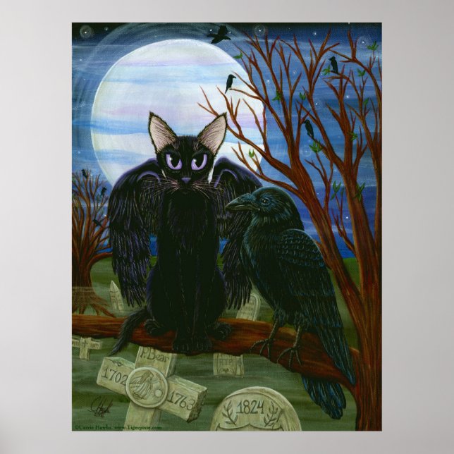 Poster d'art gothique de Raven's Moon Black Cat Cr (Devant)