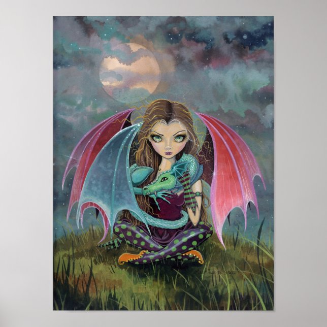 Poster d'art gothique Fairy and Dragon Imaginaire (Devant)