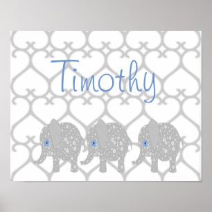 Poster d'art Grey Elephant Baby Nursery