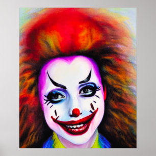 Poster d'art IA Clown de jolie femme