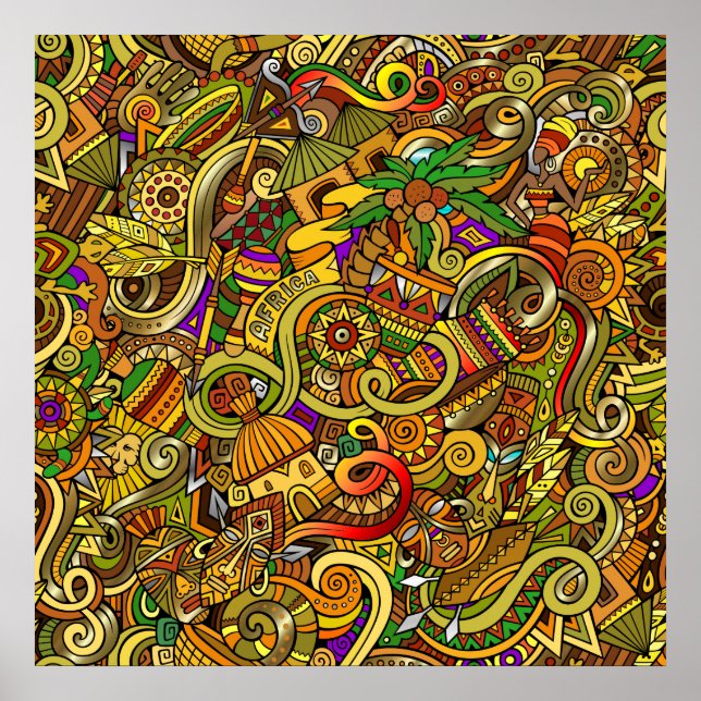 Poster d'art illustré Afrique (Devant)