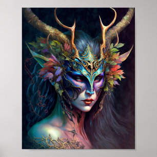 Poster d'art Imaginaire de femme Elf Horned
