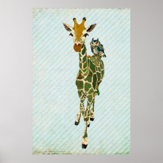 Poster d'art Jade Giraffe & Owl