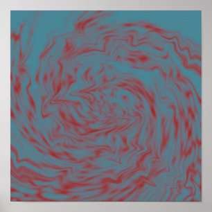 Poster D'Art Liquide turquoise Et Rouge