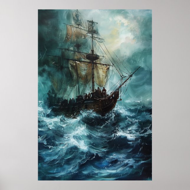 Poster d'art Majestic Pirate Ship on the High Seas (Devant)