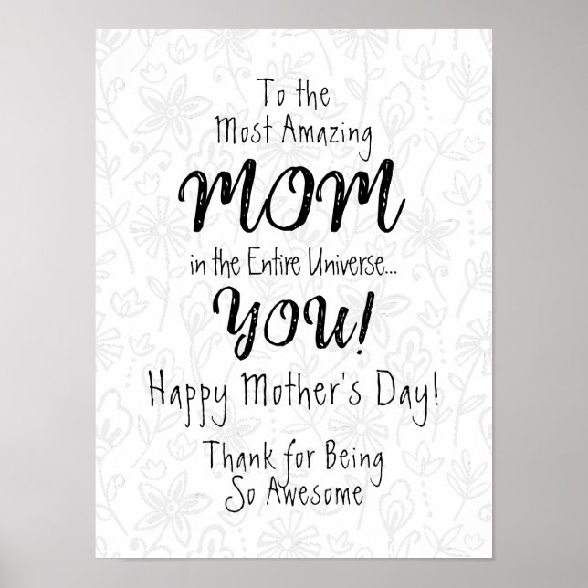 Poster d'art Maman mignonne Calligraphie (Devant)
