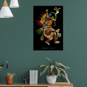 Poster d'art maya Quetzalcoatl avec cadre