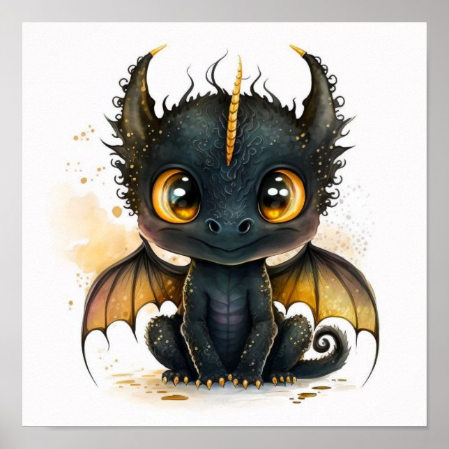 Poster d'art mignonne Black Dragon Wall Art (Devant)