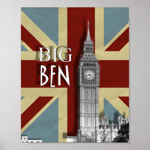 Poster d'art moderne de Londres Big Ben Union Jack