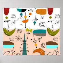 Poster d'art moderne du milieu du siècle Demi-lune