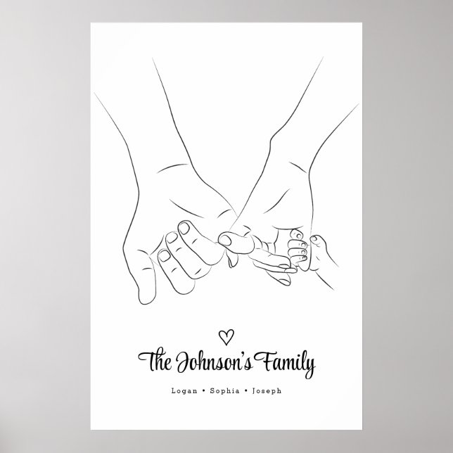 Poster d'art moderne Simple Family Holding Hand Li (Devant)