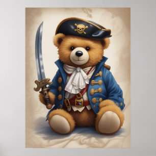 Poster d'art mural d'une ours en peluche Pirate