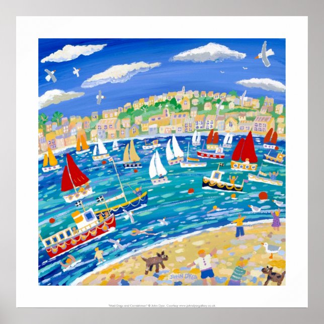 Poster d'art : nageurs, phoques et voiles. (Devant)