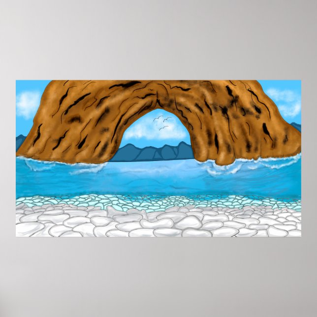 Poster d'Art numérique Ocean, Canyon et Montagnes (Devant)