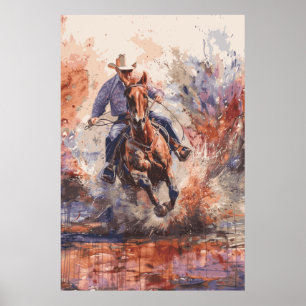 Poster d'art occidental Cheval Lover Cowboy
