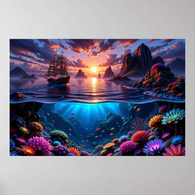 Poster d'Art Ocean Sunset (Devant)