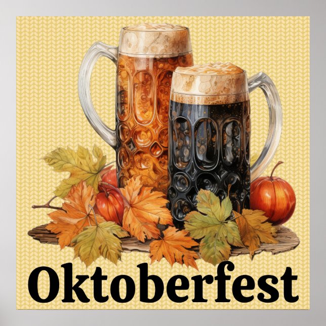 Poster d'art Oktoberfest Beer Mugs (Devant)