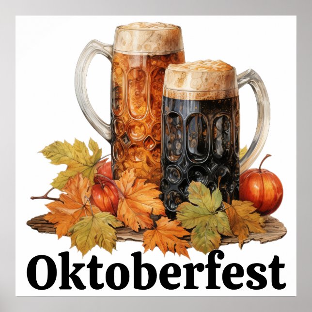 Poster d'art Oktoberfest Beer Mugs (Devant)