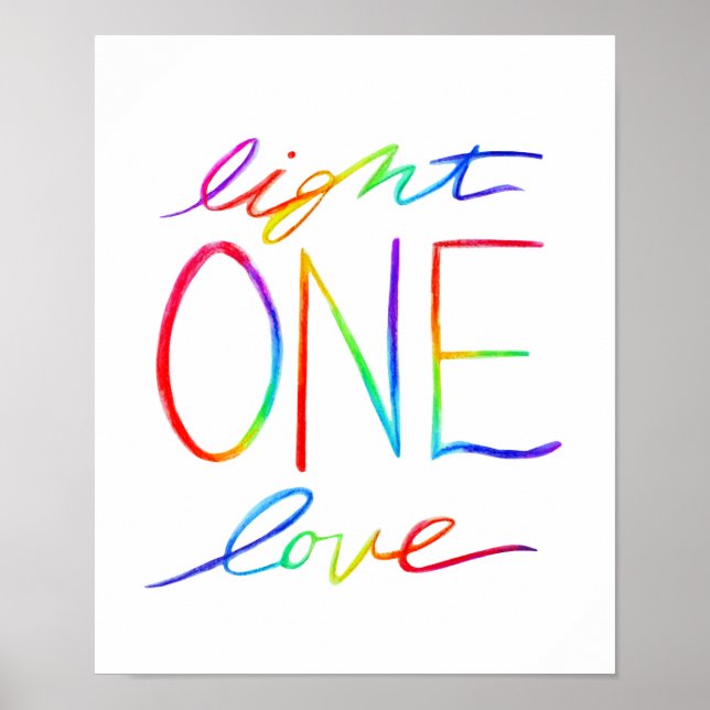 Poster d'art One Love & Light Inspirational Words (Devant)