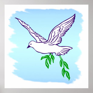 Poster d'art Peace Dove with Olive Branch