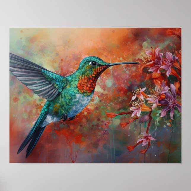 Poster d'art Peinture de colibri (Devant)