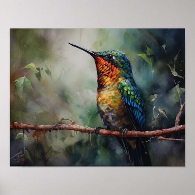 Poster d'art Peinture de colibri (Devant)