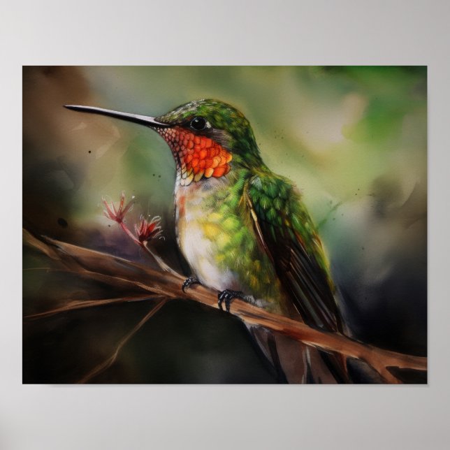 Poster d'art Peinture de colibri (Devant)