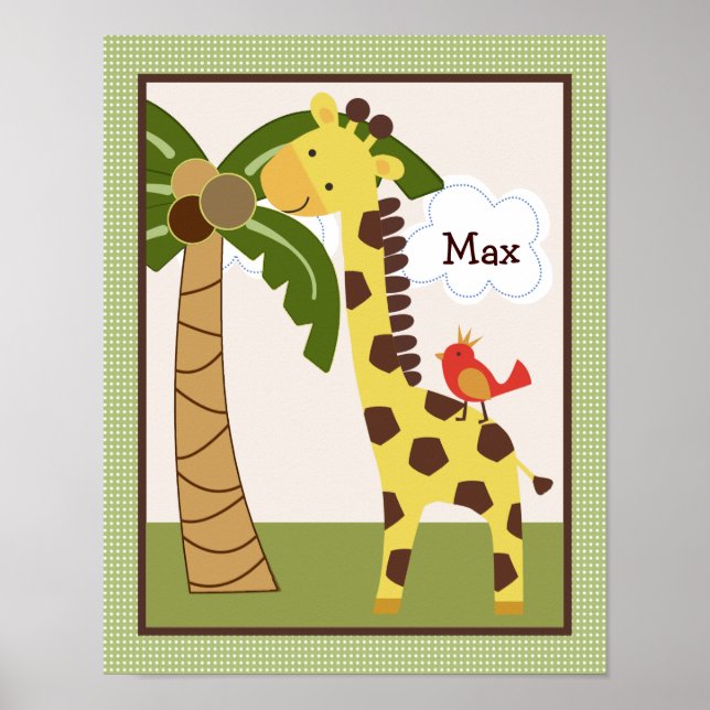 Poster d'art personnalisé Jungle Pals Giraffe (Devant)