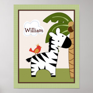 Poster d'art personnalisé Jungle Pals Zebra