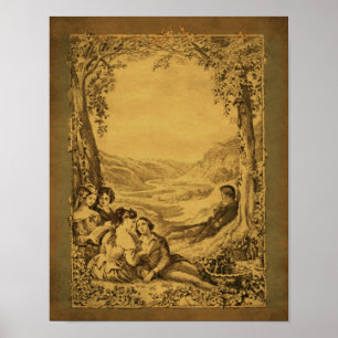 Poster d'art pique-nique vintage de Couples Victor