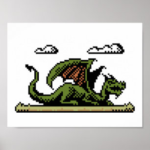 Poster d'Art Pixel 8 bits de la plateforme Dragon
