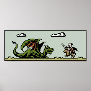 Poster d'art Pixel 8 bits Dragon Slayer