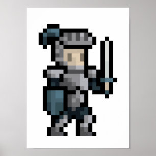 Poster d'art Pixel Knight 8 bits