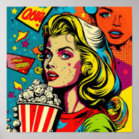 Poster d'Art Pop - All American Girl With PopCorn