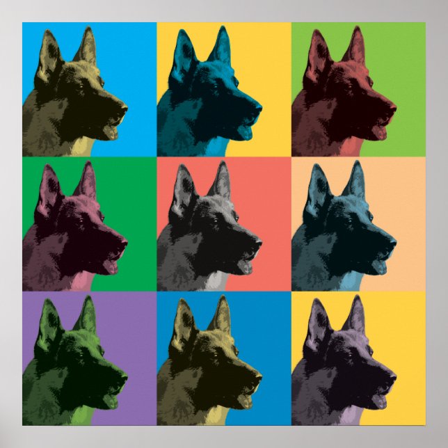 Poster d'art pop berger allemand (Devant)