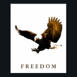 Poster d'art pop Brown de Freedom Eagle<br><div class="desc">Freedom & Courage Motivational Eagles Images - Fearsome Patriotic Eagle - Pop Art Syle American Eagle Landing Image - Sephia Brown Tones Watercolor Effet American Bald Eagle - Fearless American Bald Eagle : Flying American Eagle Pictures - L'aigle chauve est l'oiseau national et le symbole des États-Unis.</div>