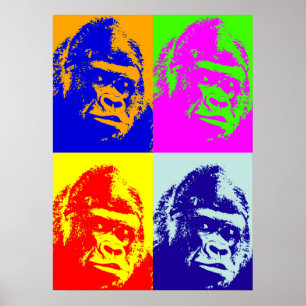 Poster d'art pop de Gorilla en quatre couleurs