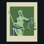 Poster d'art pop de Green Lady Justice<br><div class="desc">Poster d'art pop de la Marine Lady Justice,  Green foncé et Vert clair</div>